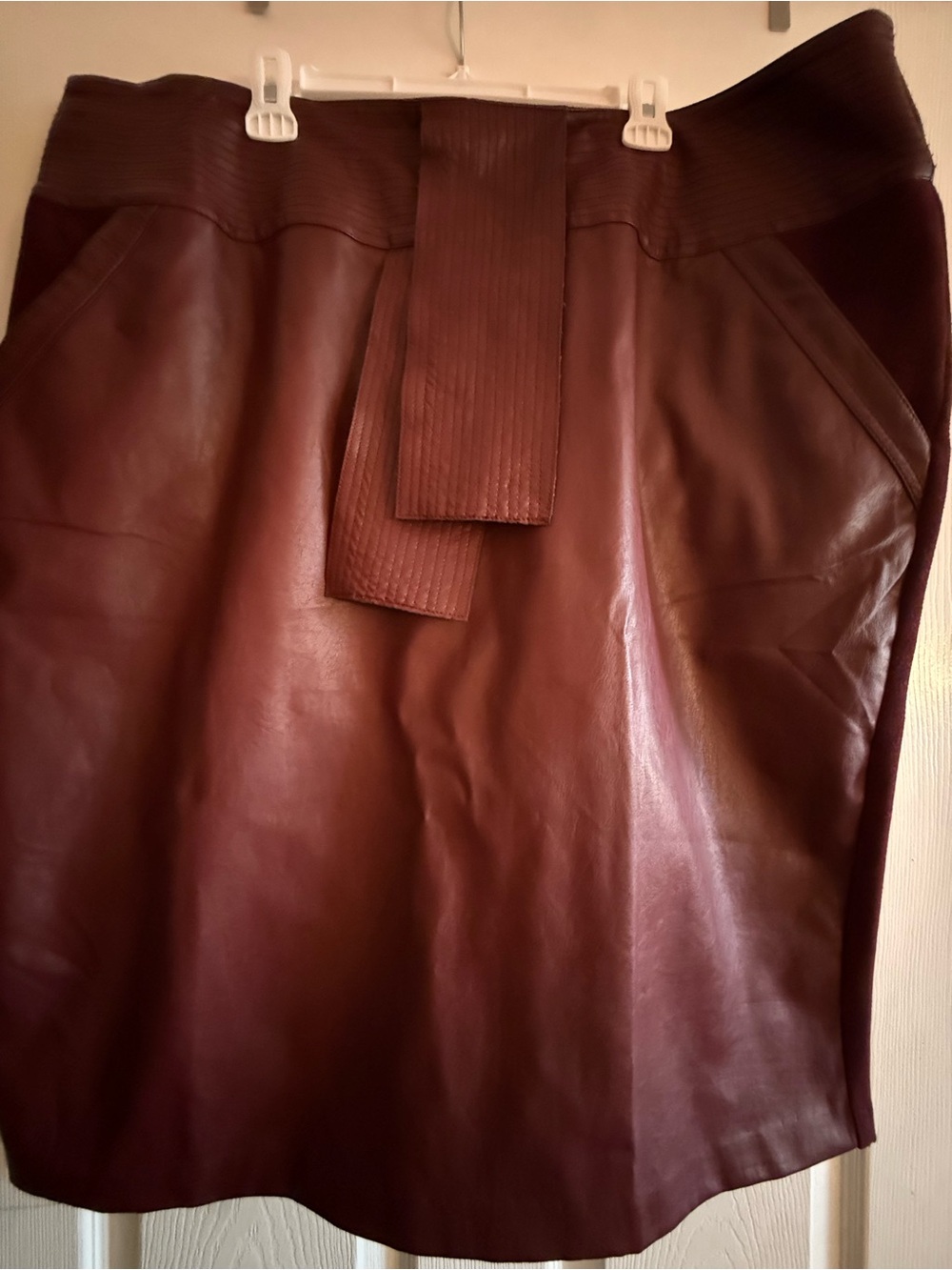 Melissa McCarthy Seven Burgundy Skirt with Gold-Tone Zipper Pull -3x